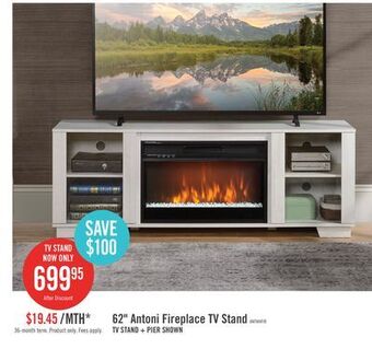 The Brick Antoni 62" tv stand with crystal ember firebox - white offer