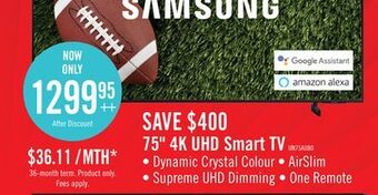 The Brick Samsung 75" au8000 led 4k uhd smart tv - un75au8000fxzc offer