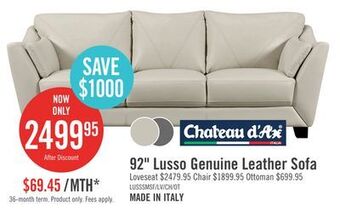 The Brick Lusso genuine leather sofa – smoke offer