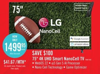 The Brick Lg 75" nanocell nano75 led 4k uhd smart webos tv - 75nano75uqa.acc offer