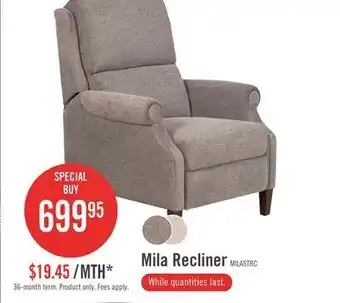 The Brick Mila linen-look fabric recliner – storm offer