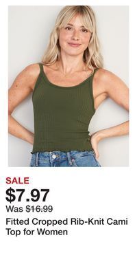 Old Navy Fitted cropped rib-knit cami top for women offer