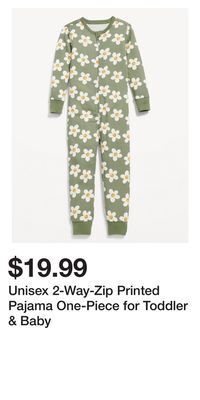 Old Navy Unisex 2-way-zip printed pajama one-piece for toddler & baby offer