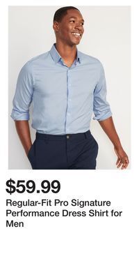 Old Navy Regular-fit pro signature performance dress shirt for men offer