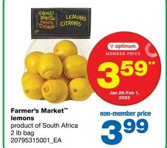 Wholesale Club Farmer's market™ lemons, 2 lb bag offer