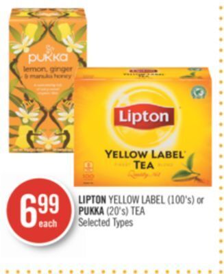 Lipton yellow label (100's) or pukka (20's) tea offer at ...