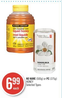 Shoppers Drug Mart No name (500g) or pc (375g) honey offer