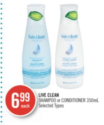 Shoppers Drug Mart Live clean shampoo or conditioner offer