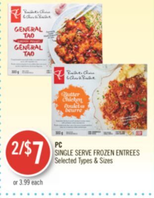 Shoppers Drug Mart Pc single serve frozen entrees offer
