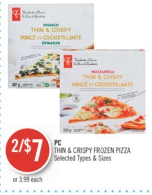 Shoppers Drug Mart Pc thin & crispy frozen pizza offer