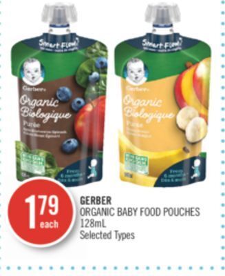 Shoppers Drug Mart Gerber organic baby food pouches offer