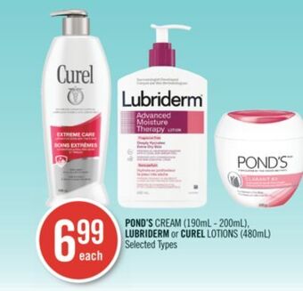 Shoppers Drug Mart Pond's cream (190ml - 200ml), lubriderm or curel lotions (480ml) offer