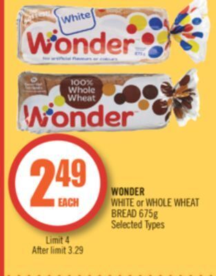 Shoppers Drug Mart Wonder white or whole wheat bread offer