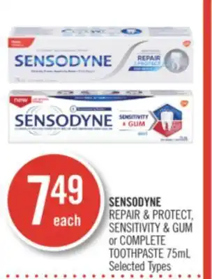 Shoppers Drug Mart Sensodyne repair & protect, sensitivity & gum or complete toothpaste offer