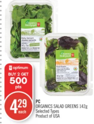 Shoppers Drug Mart Pc organics salad greens offer