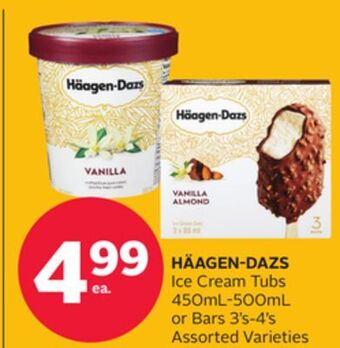 Rexall Häagen-dazs ice cream tubs 450ml-500ml or bars 3' s-4' s offer