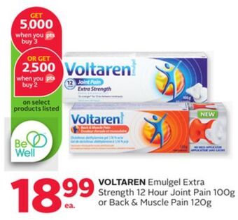 Rexall Voltaren emulgel extra strength 12 hour joint pain 100g or back & muscle pain 120g offer