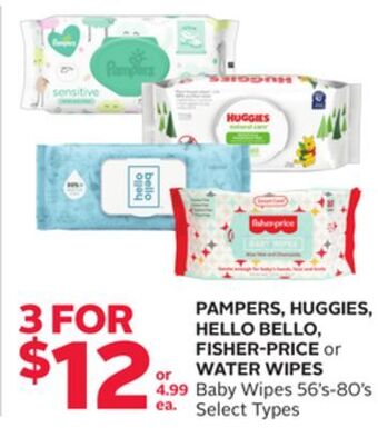 Rexall Pampers, huggies, hello bello, fisher-price or water wipes baby wipes offer