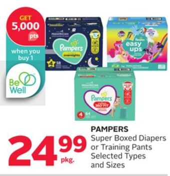 Rexall Pampers super boxed diapers or training pants offer