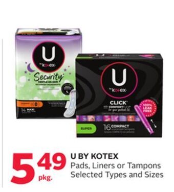 Rexall U by kotex pads, liners or tampons offer