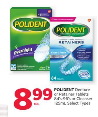 Rexall Polident denture or retainer tablets 84' s-96' s or cleanser 125ml offer