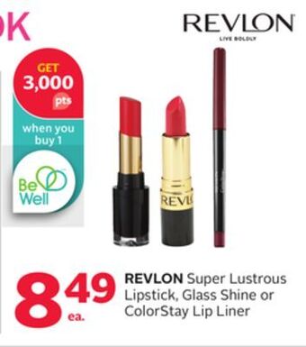 Rexall Revlon super lustrous lipstick, glass shine or colorstay lip liner offer