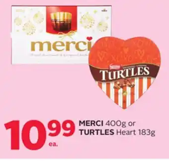 Rexall Merci 400g or turtles heart 183g offer