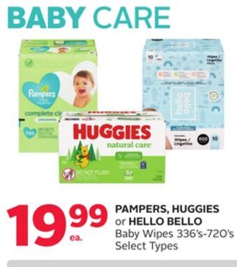 Rexall Pampers, huggies or hello bello baby wipes 336' s-720' s offer