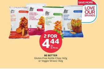 Rexall Be better gluten-free kettle chips 142g or veggie straws 142g offer