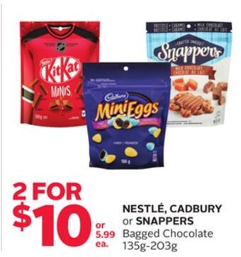 Rexall Nestlé, cadbury or snappers bagged chocolate offer