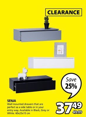 JYSK Senja wall mounted drawers that are perfect as a side table or in your entry way offer