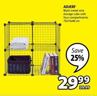 JYSK Adjerf black metal wire storage cube with four compartments offer