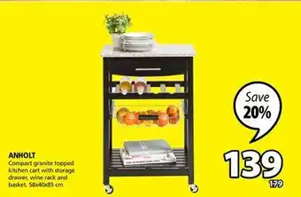 JYSK Anholt kitchen cart with storage drawer offer