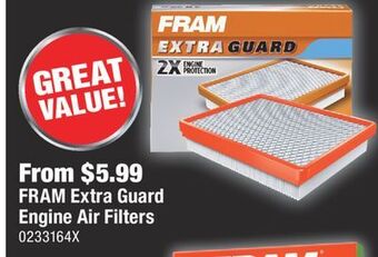 PartSource Fram extra guard engine air filters offer