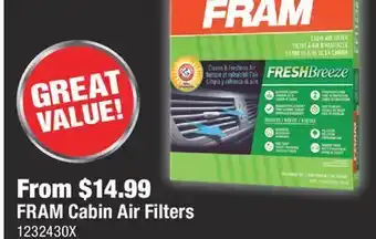 PartSource Fram cabin air filters offer