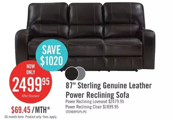 The Brick Sterling genuine leather power reclining sofa with power headrest | loveseat | chair offer