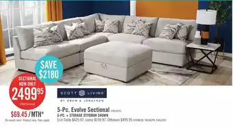 The Brick Evolve linen-look fabric 5-piece modular sectional with 4 armless chairs | ottoman offer