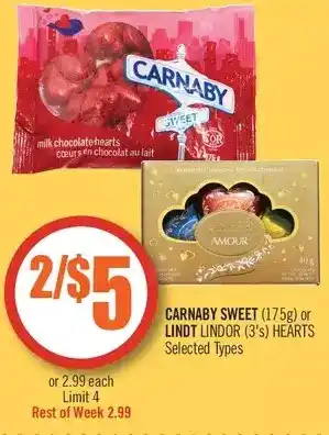 Shoppers Drug Mart Carnaby sweet or lindt lindor hearts offer