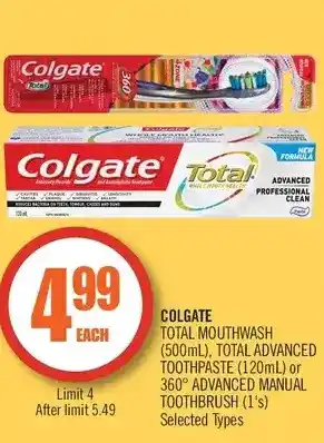 Shoppers Drug Mart Colgate total mouthwash, total advanced toothpaste or 360° advanced manual toothbrush offer