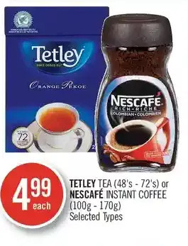 Shoppers Drug Mart Tetley tea or nescafé instant coffee offer