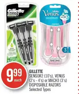 Shoppers Drug Mart Gillette sensor2, venus or mach3 disposable razors offer