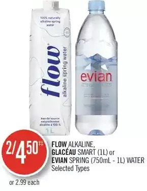 Shoppers Drug Mart Flow alkaline, glacéau smartwater or evian spring water offer