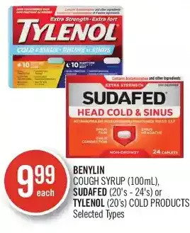 Shoppers Drug Mart Benylin cough syrup, sudafed or tylenol cold products offer