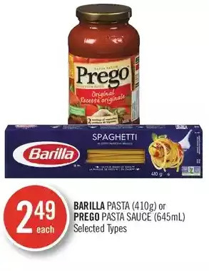 Shoppers Drug Mart Barilla pasta or prego pasta sauce offer