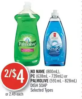 Shoppers Drug Mart No name, pc or palmolive dish soap offer