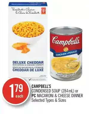 Shoppers Drug Mart Campbell's condensed soup or pc macaroni & cheese dinner offer