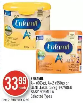 Shoppers Drug Mart Enfamil a+, a+2 or gentlease powder baby formula offer