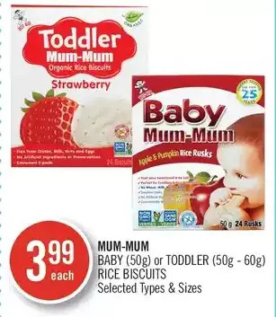 Shoppers Drug Mart Mum-mum baby or toddler rice biscuits offer