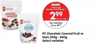 Shoppers Drug Mart Pc chocolate covered fruit or nuts offer