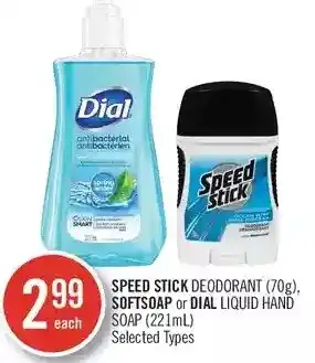 Shoppers Drug Mart Speed stick deodorant, softsoap or dial liquid hand soap offer